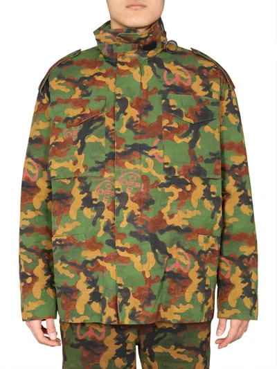 Off-white Camouflage Padded Field Jacket In Pattern
