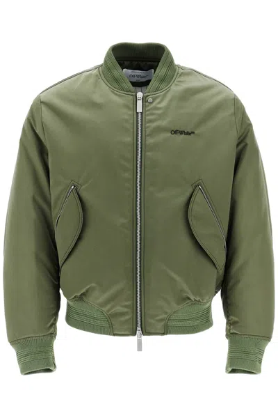 Off-white Padded Nylon Bomber Jacket In Brown