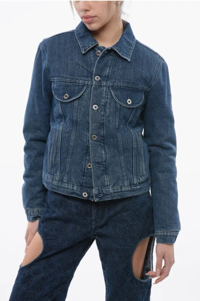 Off-white Padded Round Pkt Denim Jacket In Blue