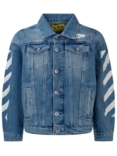 Off-white Kids' Paint Graphic Jacket In Medium Blue