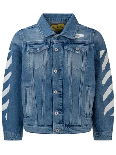 Off-white Kids' Paint Graphic Jacket In Navy