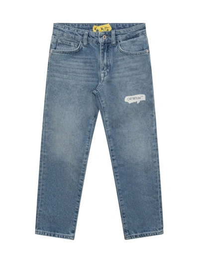 Off-white Kids' Paint Graphic Jeans In Navy
