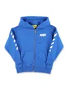 Off-white Paint Graphic Cotton Hoodie In Blue