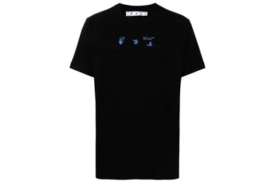 Pre-owned Off-white Paint Print T-shirt Black/blue