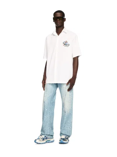 Off-white Paint Relaxed Jeans Navy Blue - Multicol