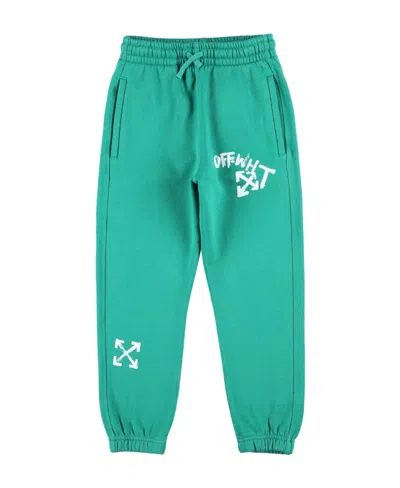 Off-white Paint Script Cotton Track Pants In Green