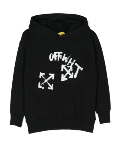 Off-white Paint-script Logo-print Hoodie In Black