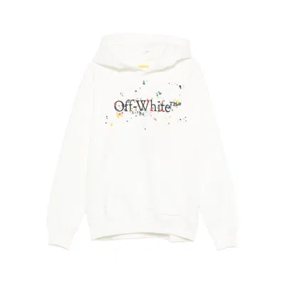 Off-white Paint-splatter Cotton Hoodie In White