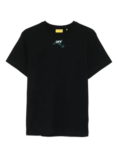 Off-white Kids' Paint-splatter Logo-print T-shirt In Black
