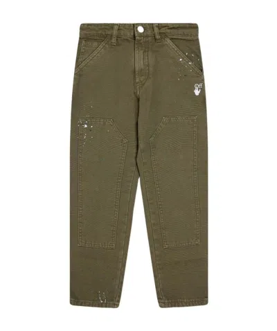Off-white Paint-splatter Straight Trousers In Green