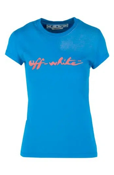 Off-white Painter Logo Fitted T-shirt In Blue
