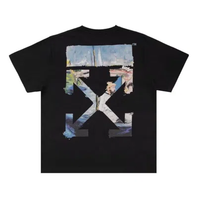 Off-white Painting Arrows Cotton Short Sleeve In Black