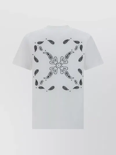 Off-white Paisley Embroidered Crew Neck T-shirt In White