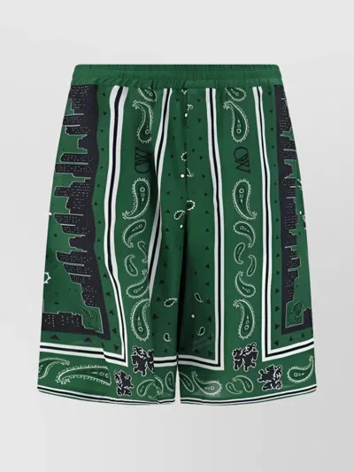 OFF-WHITE PAISLEY PRINT SHORTS CONTRAST PIPING