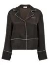 Off-white Pajama-style Black Shirt In Acetate In Brown