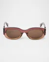 Off-white Palmer Arrow Oval Sunglasses In 316e Gradient Burgundynude Brown