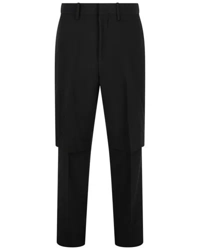 Off-white ™ Panama Double Layered Wool Straight Pant In Black