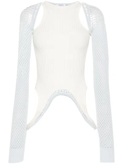 Off-white Racerback Panelled Top In Neutrals