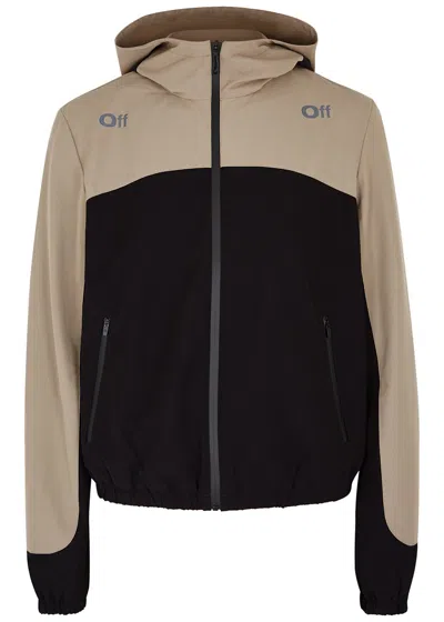 Off-white Panelled Hooded Shell Jacket In Black