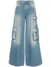Off-white Light Blue Logo-embroidered Cargo Jeans In Bleach