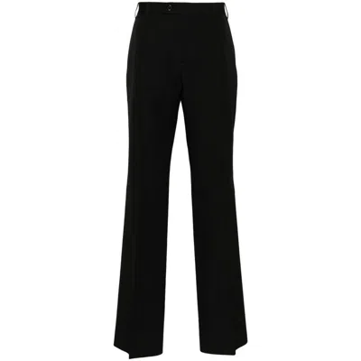 Off-white Straight-leg Wool Trousers In Black