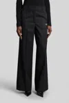 Off-white Black Flared Flat Front Pants In Black