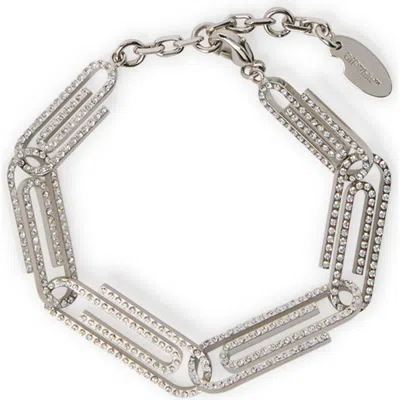 Off-white Paperclip Chain Strass Bracel In Silver