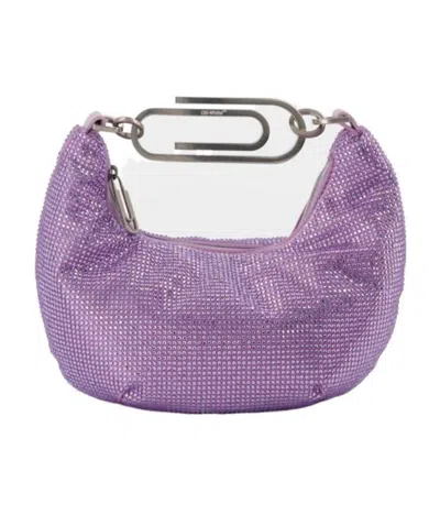 Off-white Paperclip Embellished Shoulder Bag In Purple
