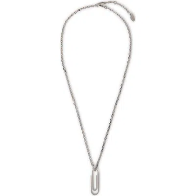 Off-white Paperclip Necklace In Metallic