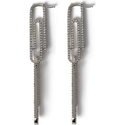 Off-white Paperclip  Strass Earrings In Metallic