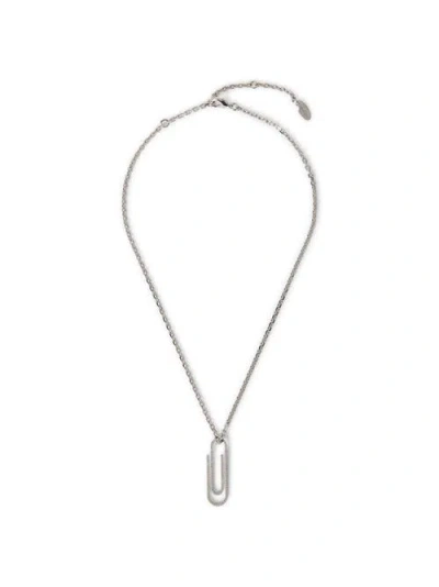 Off-white Paperclip Strass  Necklace In Silver