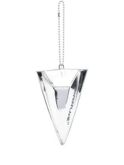 Off-white Paperplane Clutch Bag In Silver
