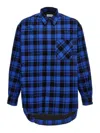 Off-white Check Flann Hooded Shirt In Azul