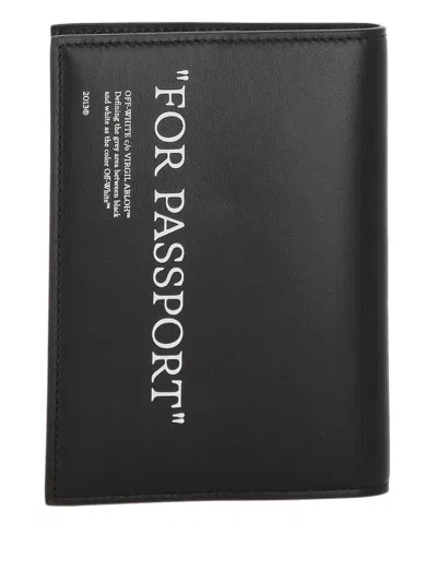 Off-white Passport Leather Wallet In Black