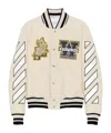 Off-white Mens Frozen Dew Lion Varsity Patches Wool-blend Jacket In Neutral