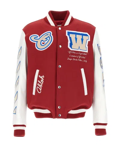 Off-white Off White Patch-detail Bomber Jacket In Red Off White