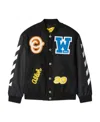 Off-white Patch-detail Side-stripe Bomber Jacket In Black