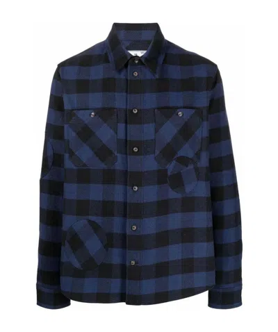 Off-white Patch-embellished Check Shirt In Black