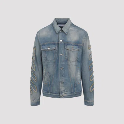 Off-white Diag Raw Patch Skate Denim Jk In Blue