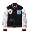 Off-white Multicolour Wool Patchwork Bomber Jacket In Black