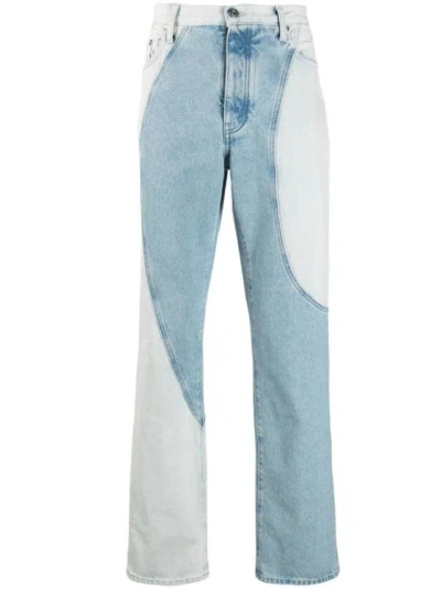 Off-white Patchwork Denim Jeans In Blue