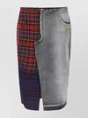 Off-white Patchwork Midi Skirt With Stonewashed Cotton Front