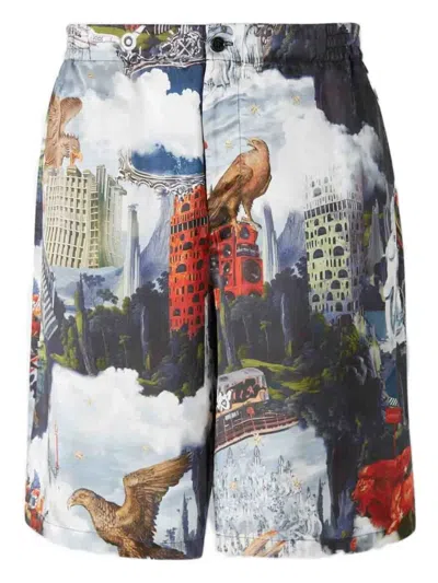 Off-white Patchwork Drawstring Shorts In Multi