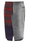 Off-white Patchwork Midi Skirt With Stonewashed Cotton Front In Multi