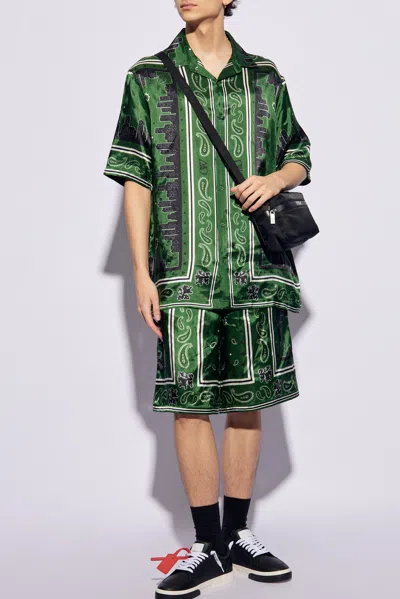 Off-white Patterned Bermuda Shorts In Green