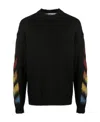 Off-white Brushed Wool Crew-neck Sweater With Contrasting Logo In Black