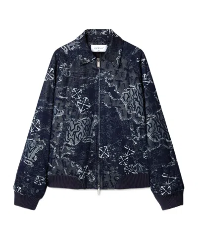 Off-white Patterned-jacquard Bomber Jacket In Black
