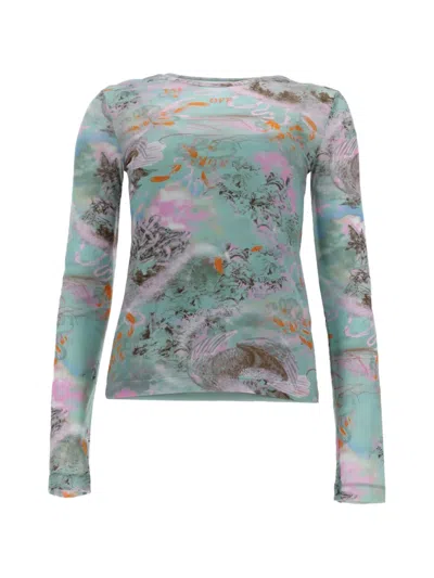 Off-white Knitwear Top Long Sleeves Printed Story In Multi