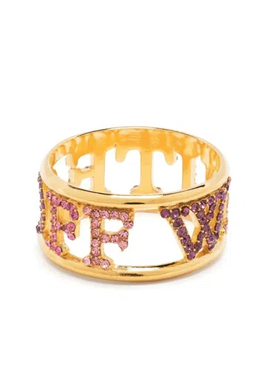 Off-white Pavè Ring With Logo In Gold