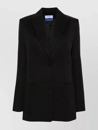 OFF-WHITE PEAK LAPEL WOOL JACKET WITH EMBROIDERED MOTIF